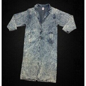 Pamela Denim Trench Coat Acid Washed Size Medium USA Vintage 1980s 90s